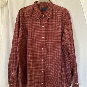 Red plaid button-down shirt